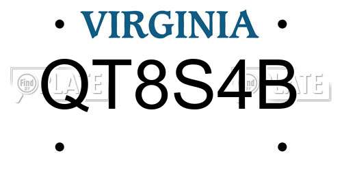 QT8S4B Virginia License Plate