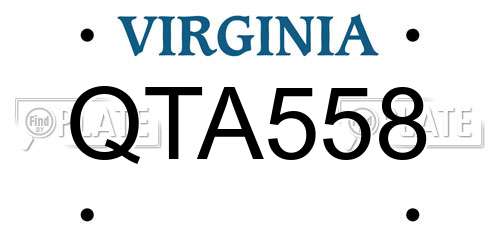 QTA558 Virginia License Plate
