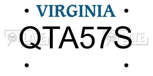 QTA57S Virginia License Plate