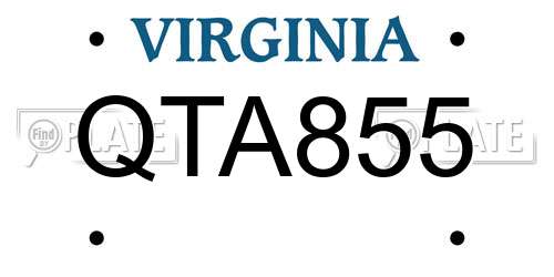 QTA855 Virginia License Plate
