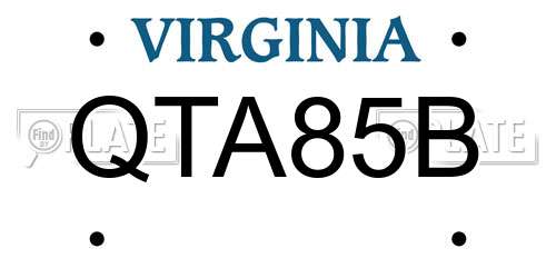 QTA85B Virginia License Plate