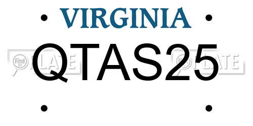 QTAS25 Virginia License Plate