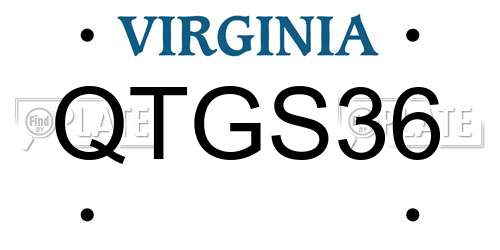 QTGS36 Virginia License Plate