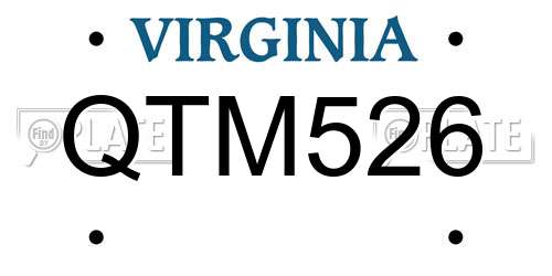 QTM526 Virginia License Plate