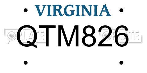 QTM826 Virginia License Plate
