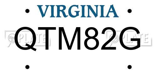 QTM82G Virginia License Plate