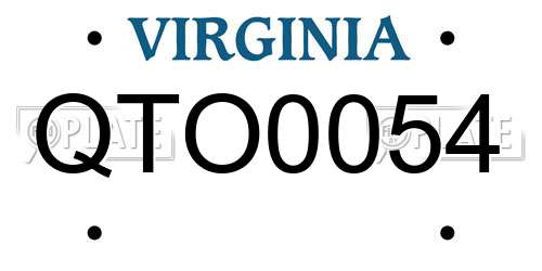 QTO0054 Virginia License Plate