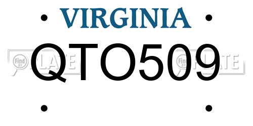 QTO509 Virginia License Plate