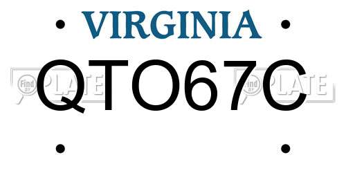 QTO67C Virginia License Plate