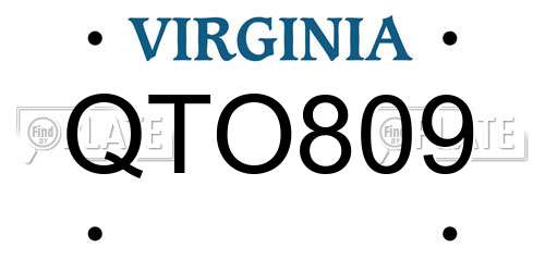 QTO809 Virginia License Plate