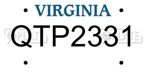 QTP2331 Virginia License Plate