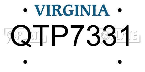 QTP7331 Virginia License Plate