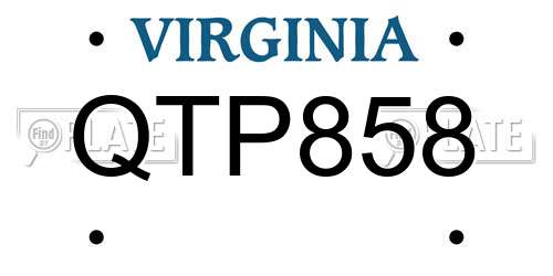 QTP858 Virginia License Plate