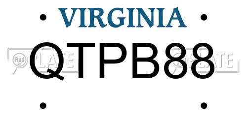QTPB88 Virginia License Plate
