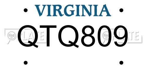 QTQ809 Virginia License Plate