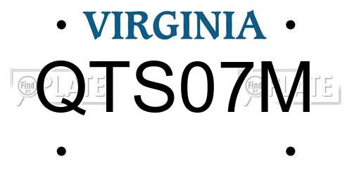 QTS07M Virginia License Plate