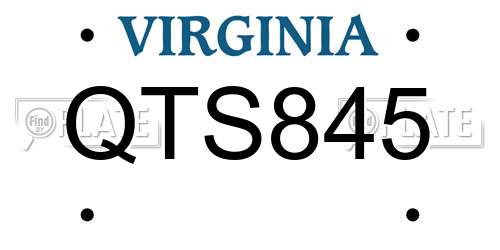 QTS845 Virginia License Plate
