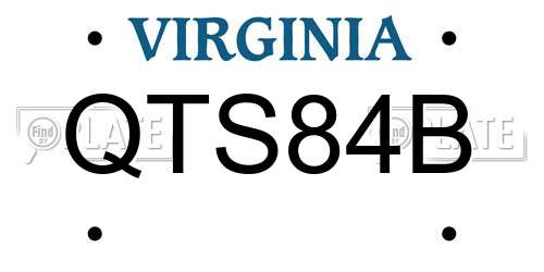 QTS84B Virginia License Plate