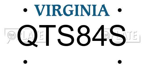 QTS84S Virginia License Plate