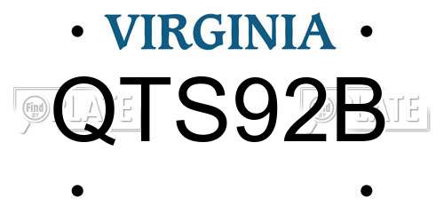 QTS92B Virginia License Plate