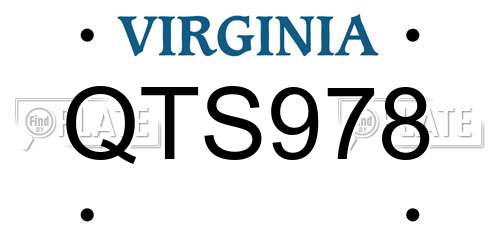 QTS978 Virginia License Plate