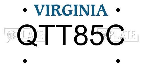 QTT85C Virginia License Plate