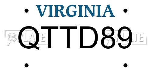 QTTD89 Virginia License Plate