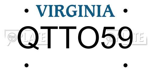 QTTO59 Virginia License Plate