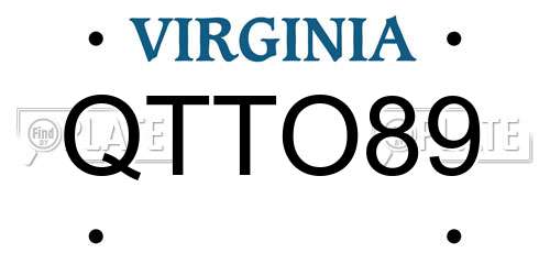 QTTO89 Virginia License Plate