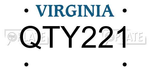QTY221 Virginia License Plate