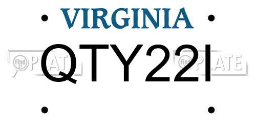 QTY22I Virginia License Plate