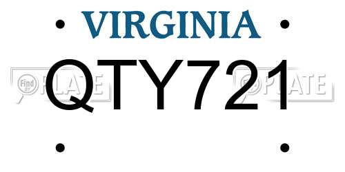 QTY721 Virginia License Plate