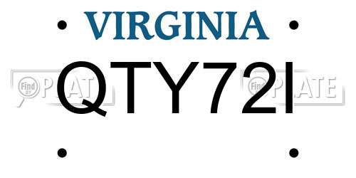 QTY72I Virginia License Plate