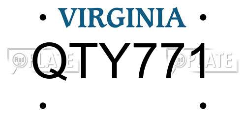 QTY771 Virginia License Plate