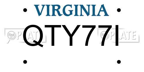 QTY77I Virginia License Plate