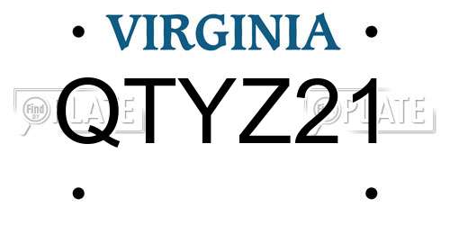 QTYZ21 Virginia License Plate
