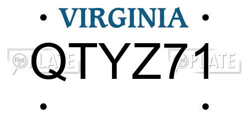 QTYZ71 Virginia License Plate