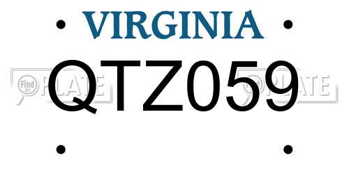 QTZ059 Virginia License Plate
