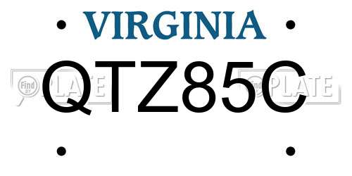 QTZ85C Virginia License Plate