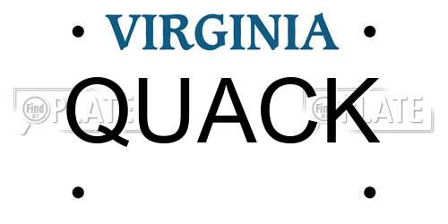 QUACK Virginia License Plate