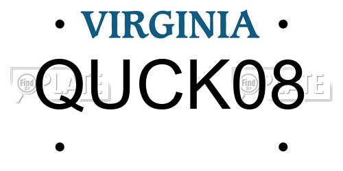 QUCK08 Virginia License Plate