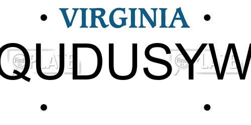 QUDUSYW Virginia License Plate