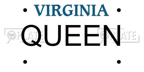 QUEEN Virginia License Plate