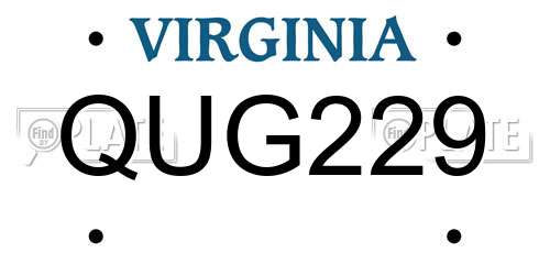 QUG229 Virginia License Plate