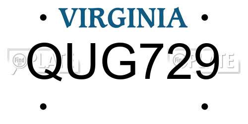 QUG729 Virginia License Plate