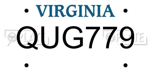 QUG779 Virginia License Plate