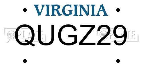 QUGZ29 Virginia License Plate