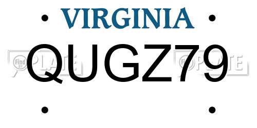 QUGZ79 Virginia License Plate