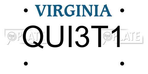 QUI3T1 Virginia License Plate