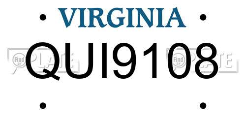 QUI9108 Virginia License Plate